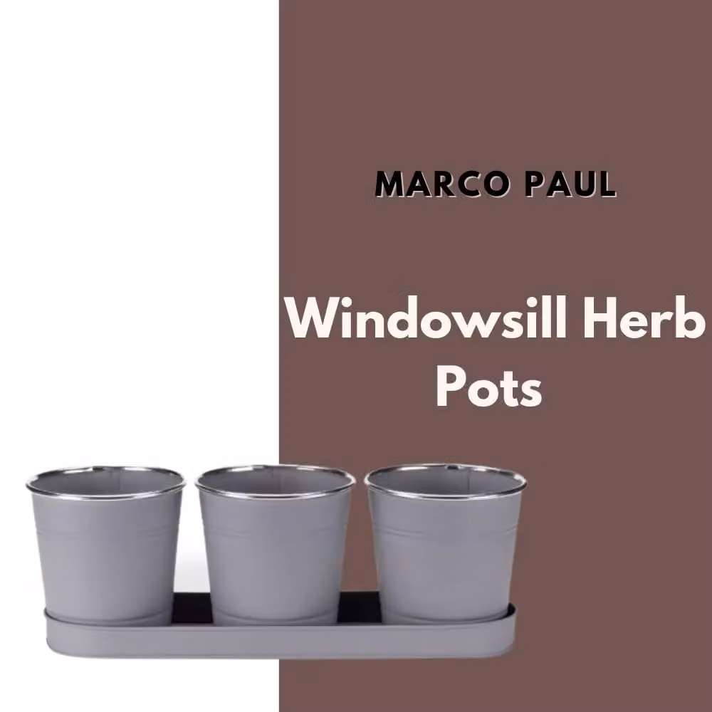 Marco Paul 3-Piece Metal Herb Plant Pots in Grey – 5