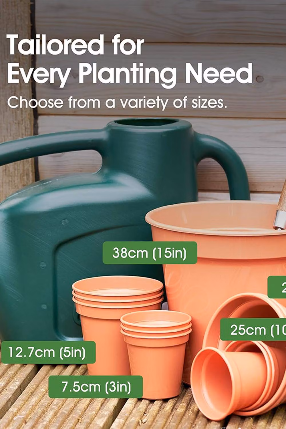 Whitefurze Basic Garden Plant Pot and Saucer Set in Terracotta Orange Plastic – 3