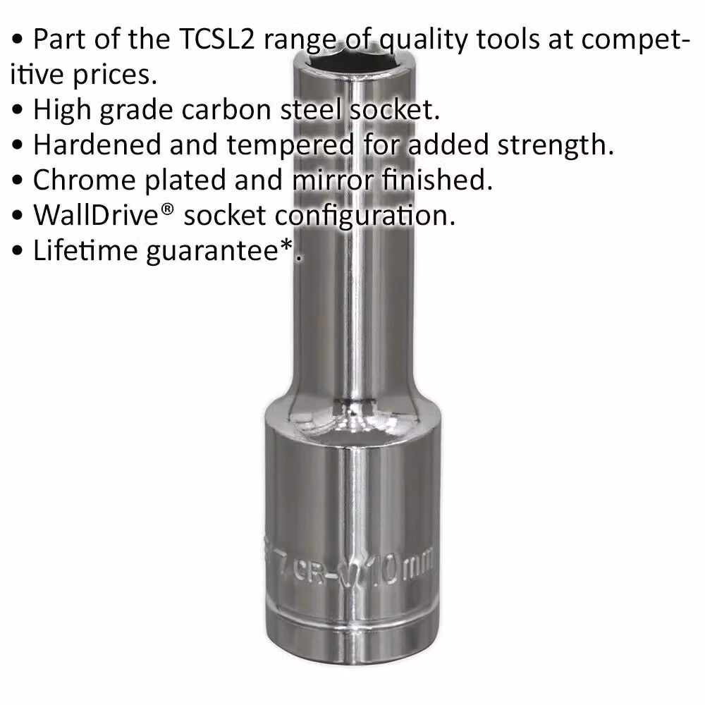 Loops 10mm Deep Drive Socket 1/2 inch Square Drive in Silver Chrome Plated Carbon Steel – 2