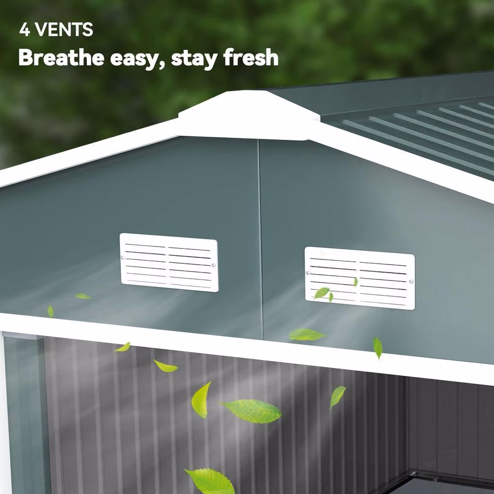 Rolipo Green Steel Storage Shed with Sliding Door – 7