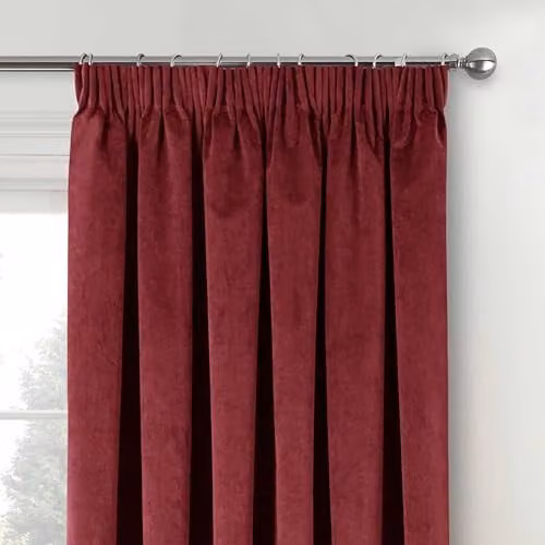 Enhanced Living Red Velvet 100% Blackout Thermal Curtains with Tape Top, W: 229 cm, D: 229 cm – 2