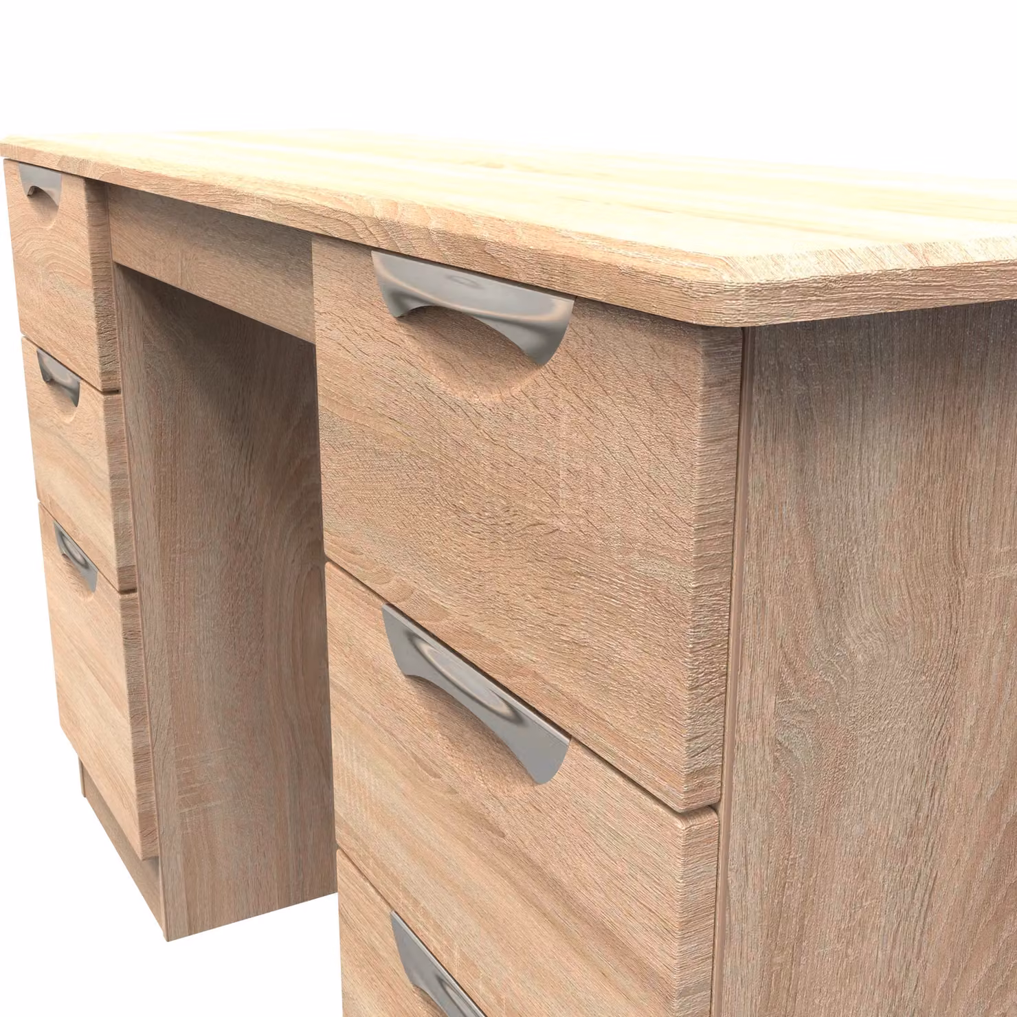 2 U Holborn Ready Assembled 6 Drawer Kneehole Desk in Light Oak – 3