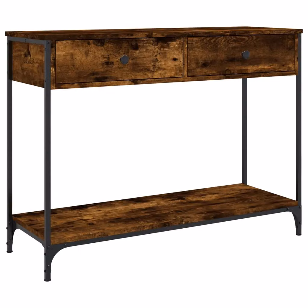Berkfield Home Smoked Oak Console Table in Brown, W/D/H: 100 x 34.5 x 75 cm – 2