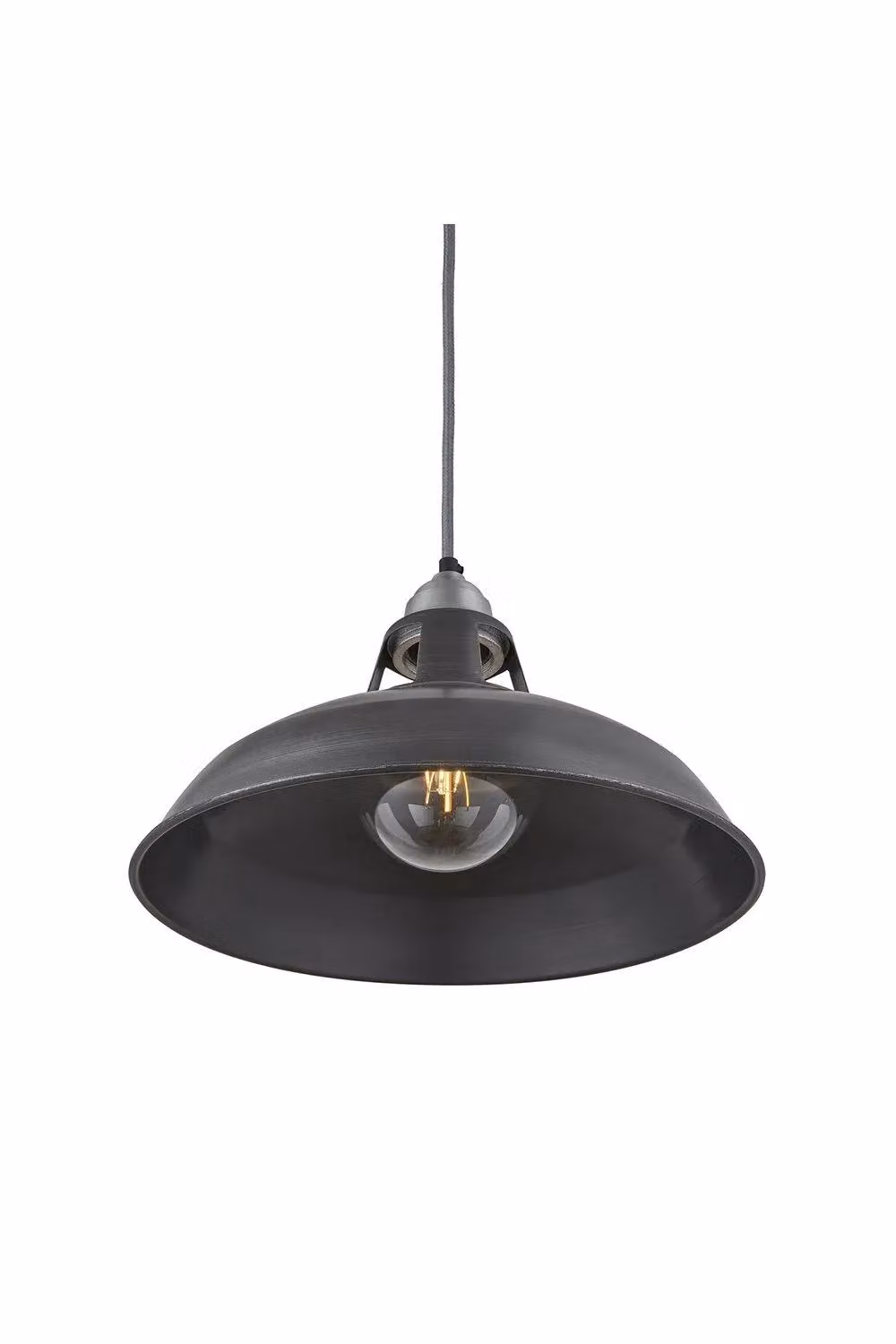 Industville Old Factory Slotted Pendant Light in Pewter and Dark Grey, Diameter: 38.1 cm – 2