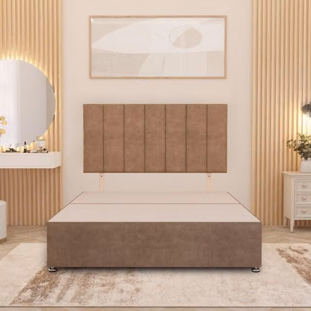 Somnior Beds Ltd Austin Divan Bed Base with Drawers in Beige Velvet, W/D/H: 140 x 200 cm