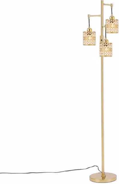 FORGEVIO Modern 3-Head Adjustable Floor Lamp in Gold/Brass, Height: 160 cm