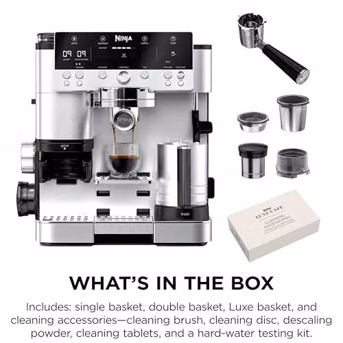 Ninja Luxe Premier 3-in-1 Coffee Machine with Cold Brew Function and Integrated Scale, Silver, Stainless Steel, W/D/H: 34.4 x 33.6 x 37.2 cm – 8