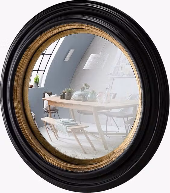 Perch & Parrow Wakow Large Round Convex Wall Mirror in Black or Gold