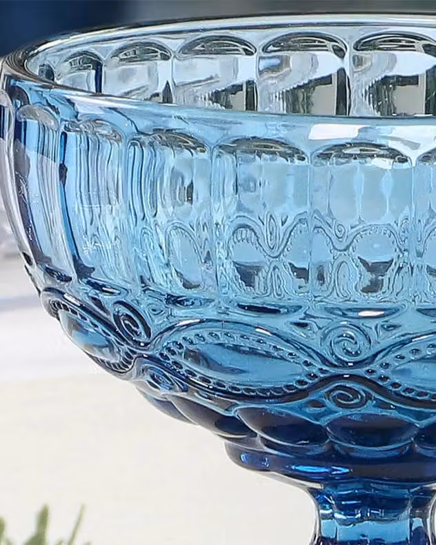 Dibor Set of 2 Vintage Blue Glass Dessert Bowls, H10 x W12 cm – 4
