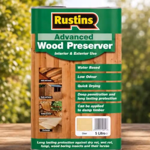 Rustins Advanced Water Based Wood Preserver, Transparent, 5 l – 2