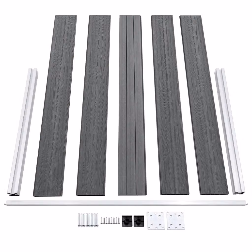 Berkfield Home Grey WPC and Aluminium Garden Fence W: 353 cm, H: 106 cm – 5