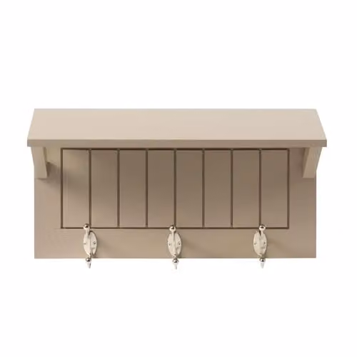 OHS Scandinavian Style Wall Mounted Coat Rack with Shelf in Brown and Beige – 4