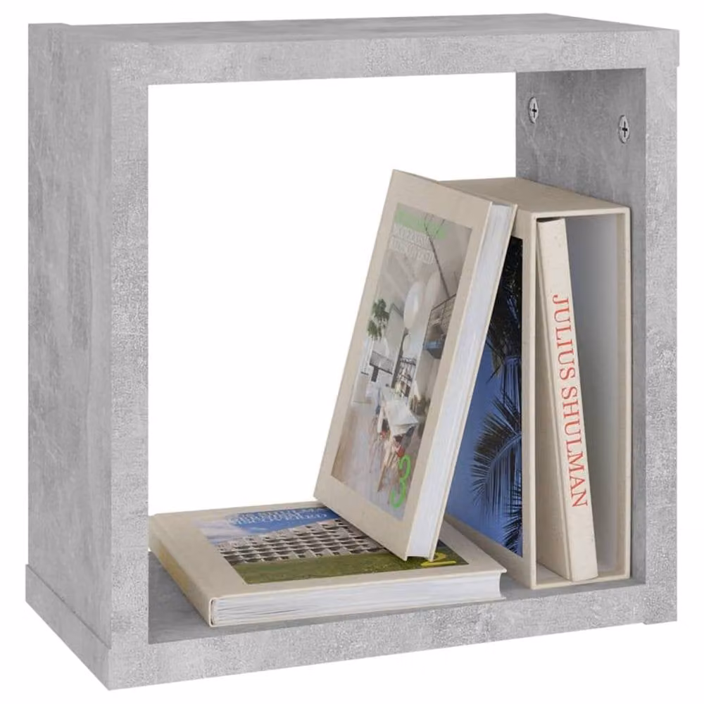 Berkfield Home Wall Mounted Cube Shelves, 6 Piece Set in Concrete Grey, W/D/H: 30 x 15 x 30 cm – 3
