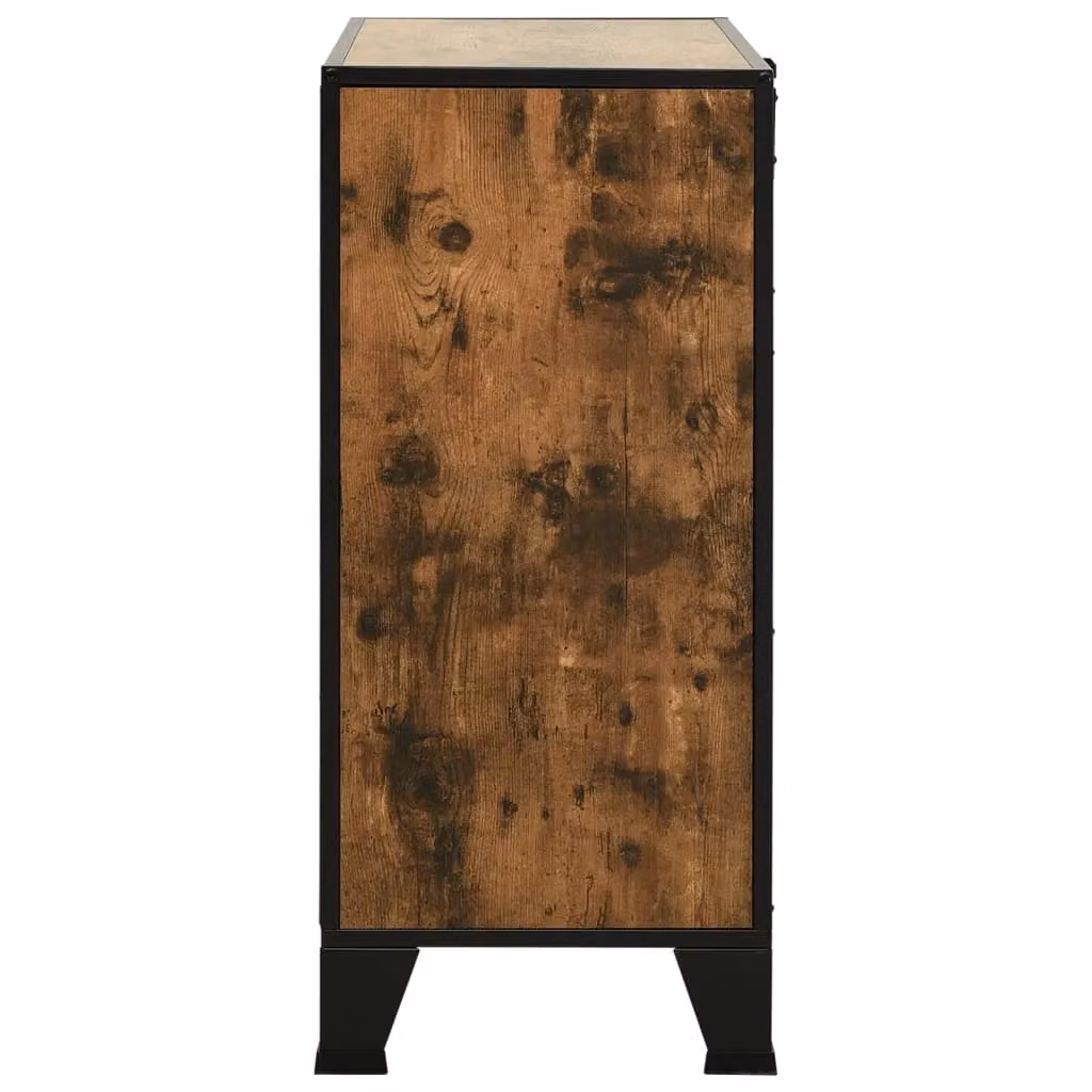 Berkfield Home Industrial Storage Cabinets, 2 Piece Set in Rustic Brown with Glass Doors, Metal and MDF, W: 72 cm, D: 36 cm, H: 82 cm – 4