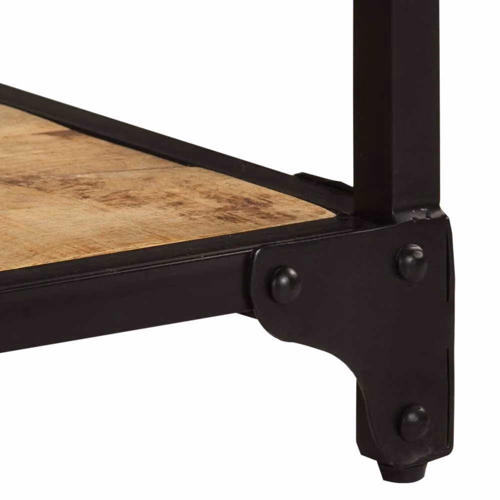 Berkfield Home Solid Rough Mango Wood Coffee Table in Brown, W/D/H: 90 x 45 x 35 cm – 6