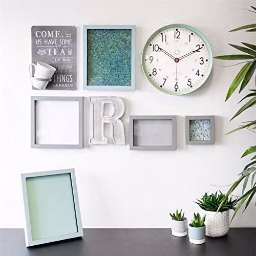 Nicola Spring Minimalist Square 3D Shadow Box Photo Frames, Grey, Pack of 2, 10 x 10 cm – 3