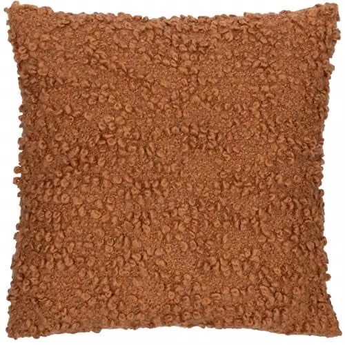 Yard Ulsmere Bouclé Square Cushion in Orange and Brown, W/D/H: 45 x 45 x 45 cm