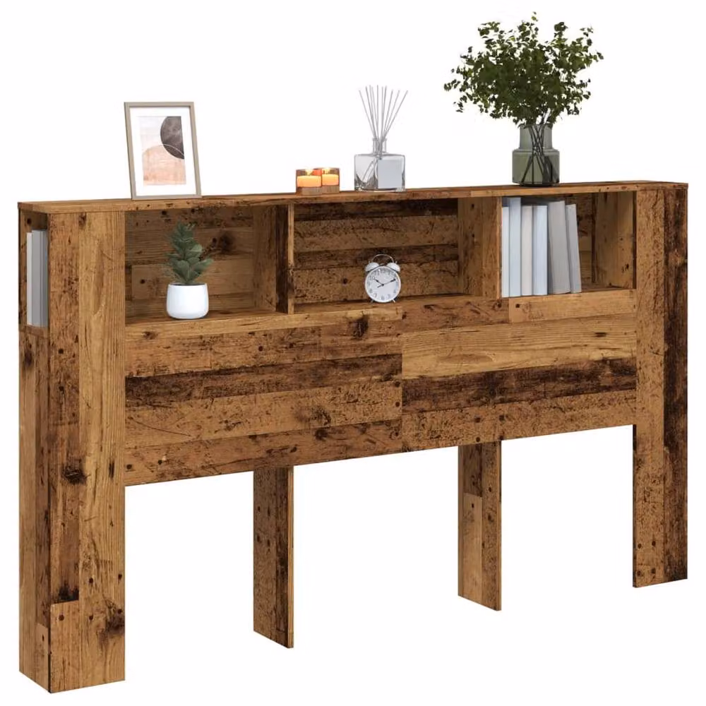 Berkfield Home Headboard Cabinet in Brown Old Wood, W: 180 cm, D: 18.5 cm, H: 102.5 cm – 2