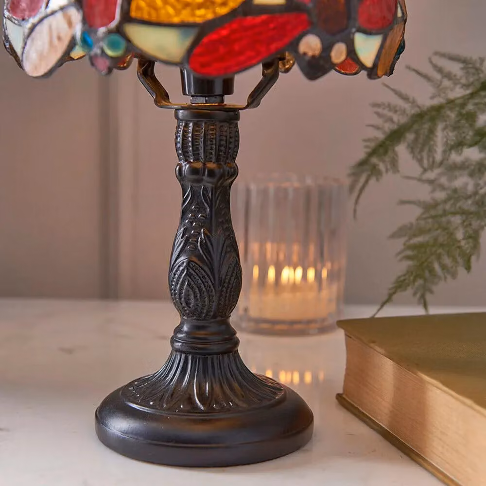Loops Mini Tiffany Glass Table Lamp in Dark Bronze Effect – 2