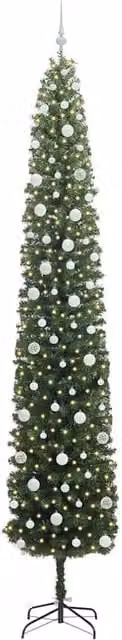 Berkfield Home Green Artificial Christmas Tree with 300 Warm White LEDs and Stand
