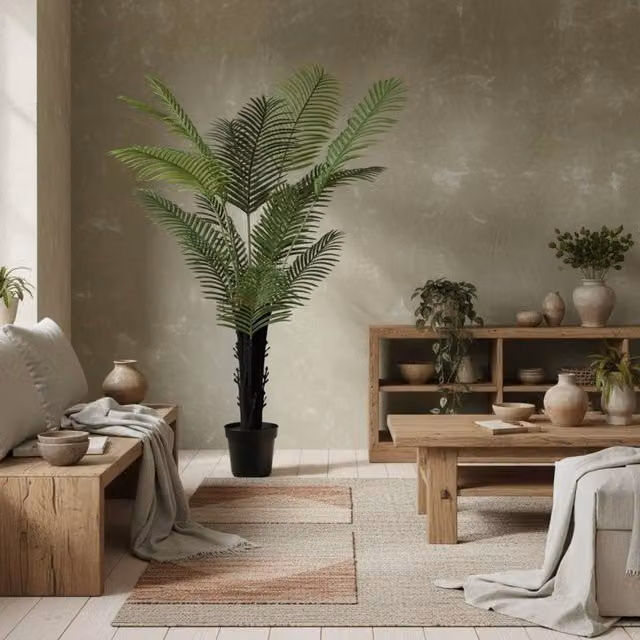 Wyld Haus Seta 175cm Artificial Areca Palm in Green with Weighted Pot
