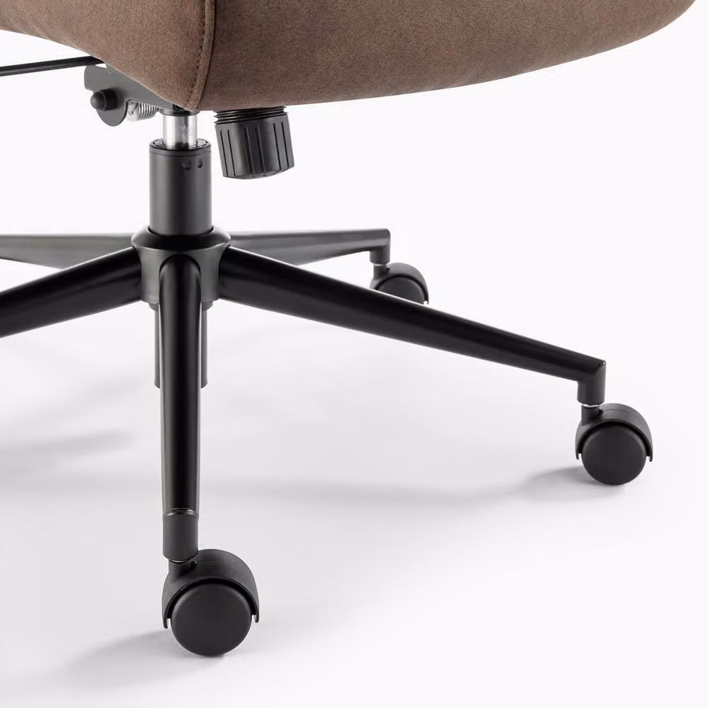 FurnitureboxUK Greer Brown Faux Leather Executive Swivel Office Chair – 5