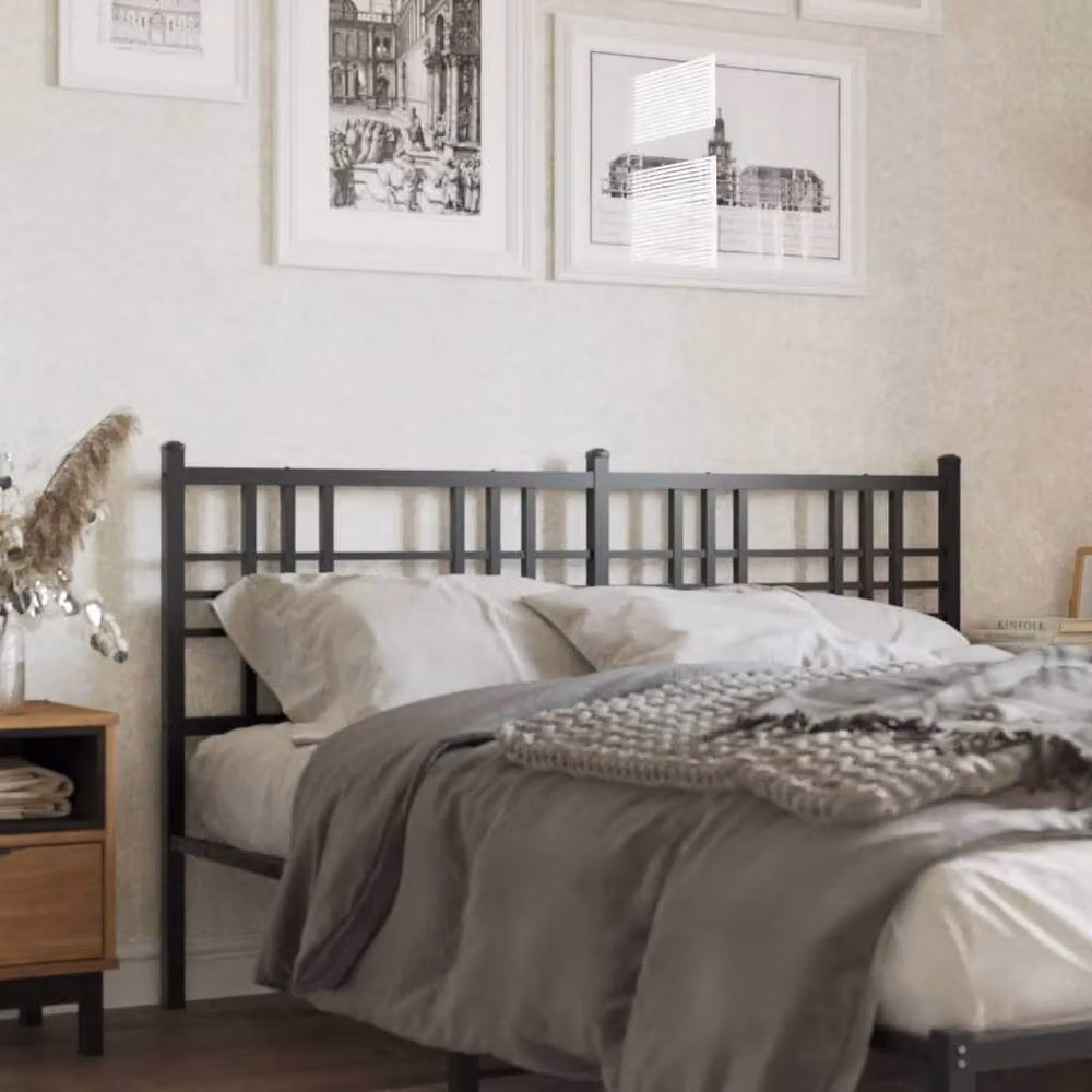 Berkfield Home Classic Metal Headboard in Black, 160cm – 2