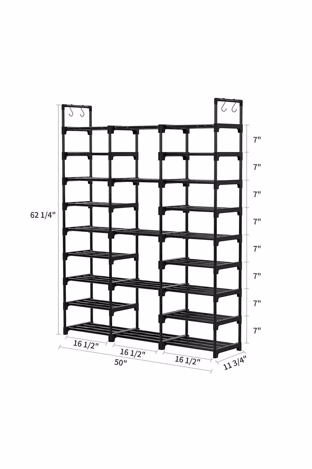 H&O Direct 9-Tier Large Open-Style Metal Shoe Storage Rack in Matt Black – 2