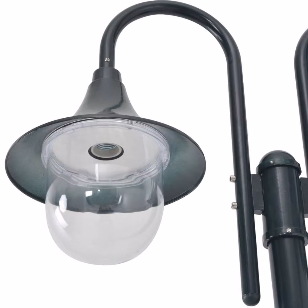 Berkfield Home 2-Lantern Garden Post Light in Dark Green Aluminium, Height: 220 cm – 2