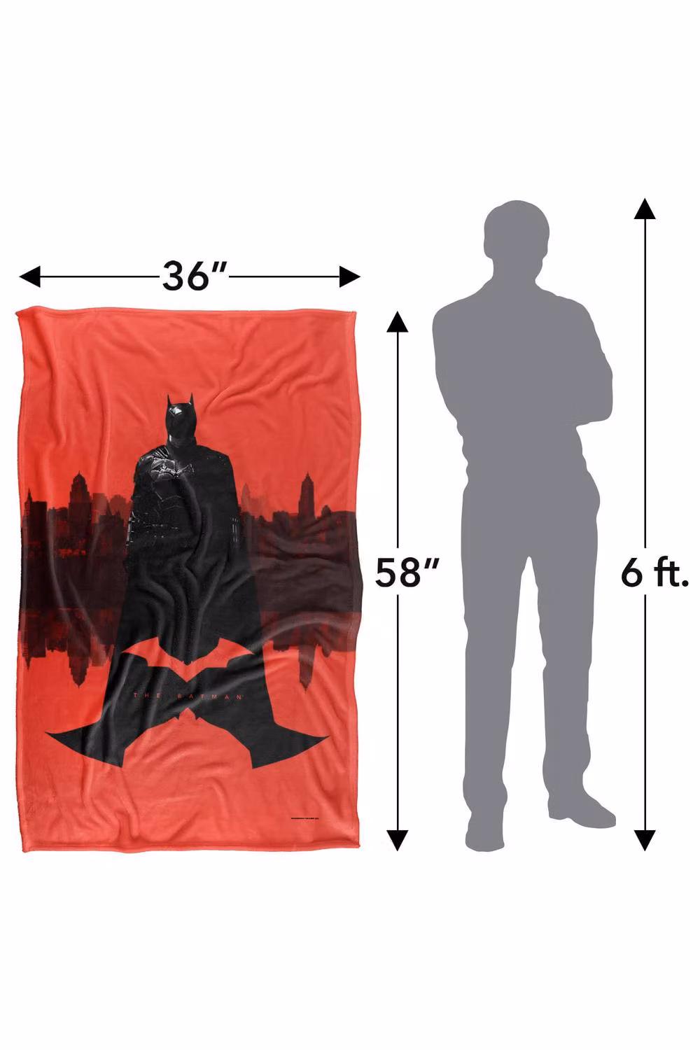 Warner Bros. The Batman (2022) Gotham Multicolour Super Soft Fluffy Polyester Blanket, Large – 3