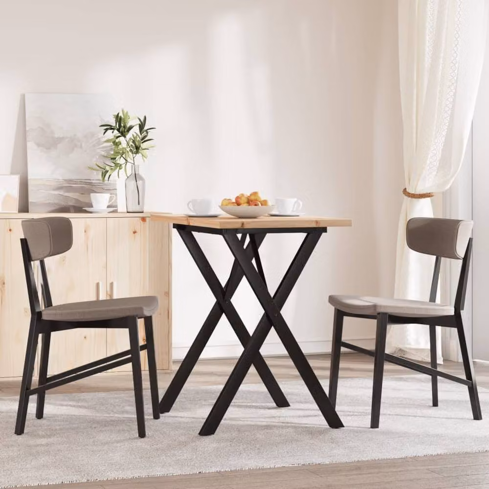 Berkfield Home X-Frame Rectangular Dining Table in Brown Solid Pine and Steel, W: 80 cm, D: 50 cm, H: 75.5 cm – 3