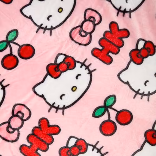 Skinnydip Hello Kitty Cherry Pink Floral Fleece Blanket, W/D/H: 130 x 150 cm – 6