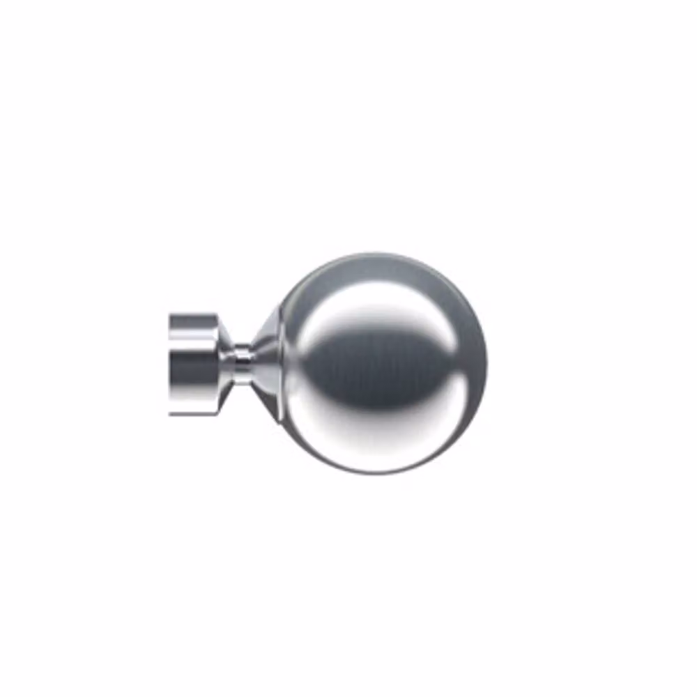 New Edge Blinds 28mm Metal Eyelet Curtain Pole Set with Sphere Finial in Silver, Width: 380 cm – 2