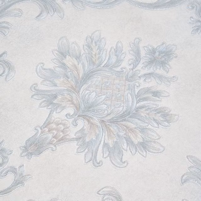 Livingandhome Non-Woven Floral Botanical Wallpaper Roll in Matte White and Blue