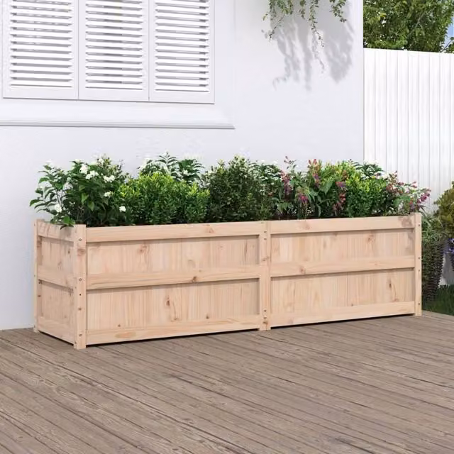 Berkfield Home Rustic Garden Planter in Brown Solid Pine Wood, W/D/H: 180 x 50 x 50 cm – 1
