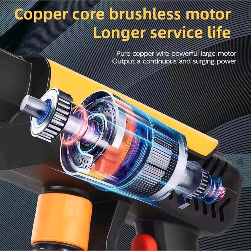 VOGREX Portable Cordless Car High Pressure Washer with 2 Rechargeable Batteries in Yellow – 2