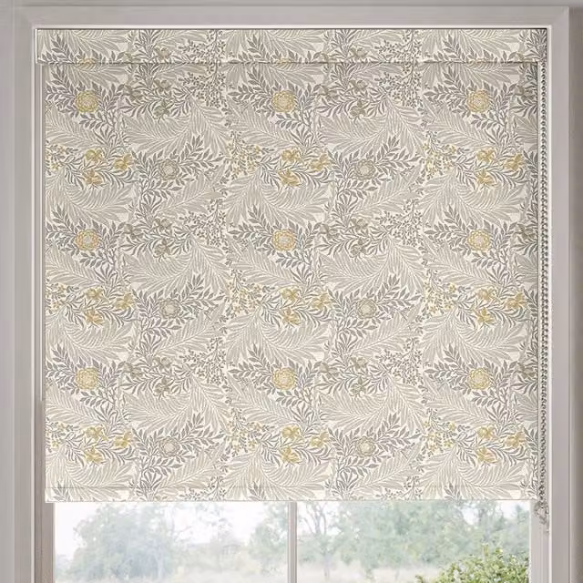 William Morris At Home Larkspur Translucent Made to Measure Roller Blind in Grey, Silver and Multicolour Floral Design