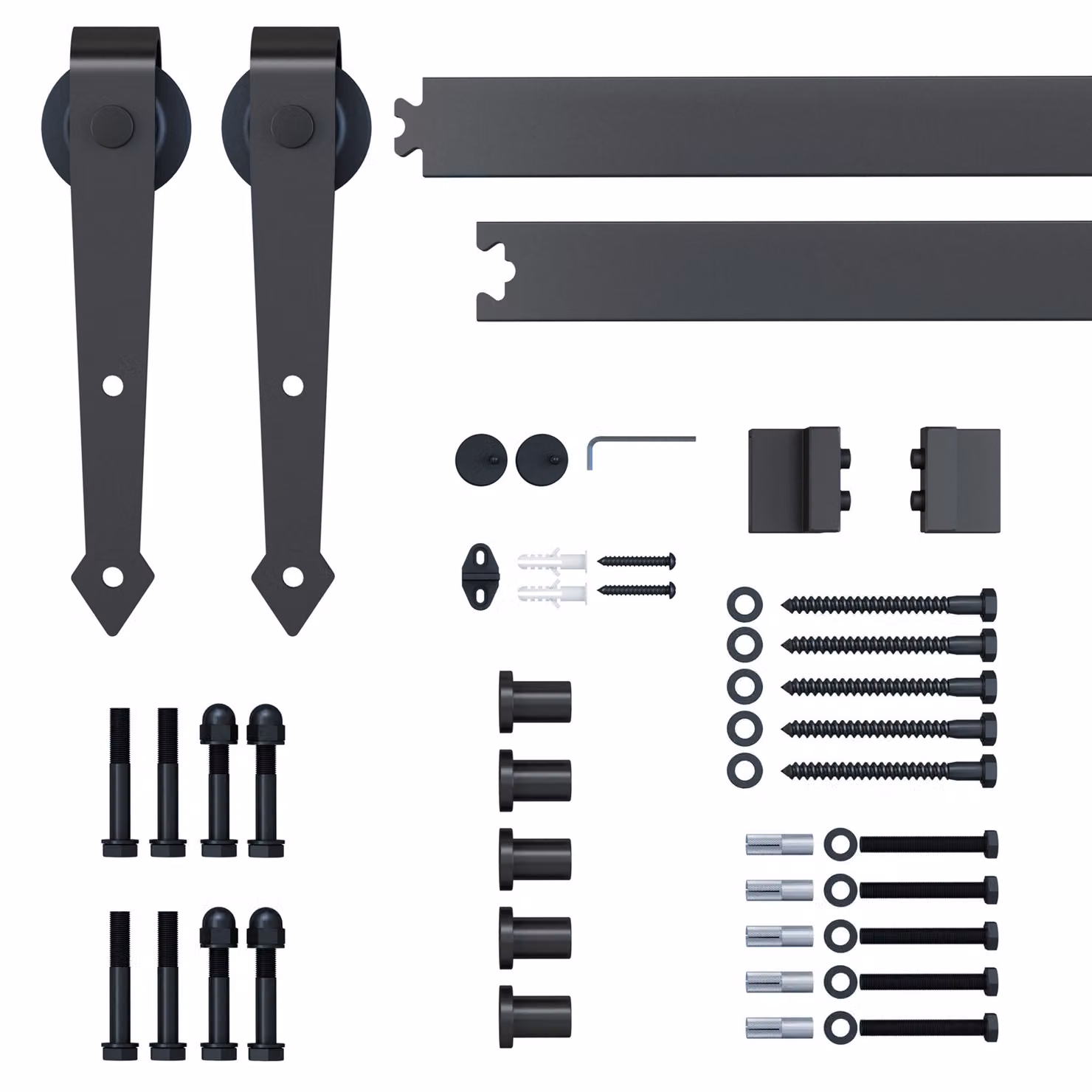 HOMCOM Carbon Steel Sliding Barn Door Hardware Kit in Matt Grey and Brown – 2