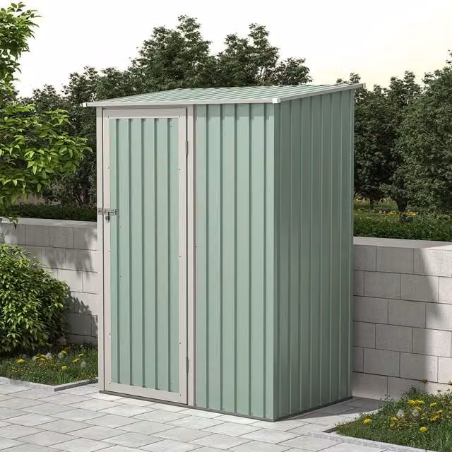 Charles Bentley Metal Storage Shed with Single Door in Green