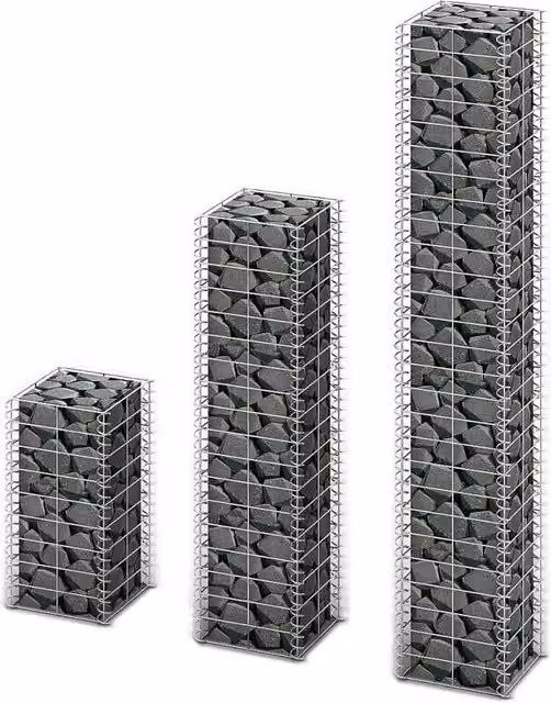 Berkfield Home 3 Piece Silver Galvanised Steel Gabion Basket Set – 1