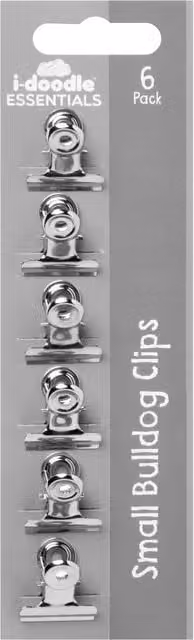 i-doodle Pack of Six Small Silver Metal Foldback Bulldog Clips