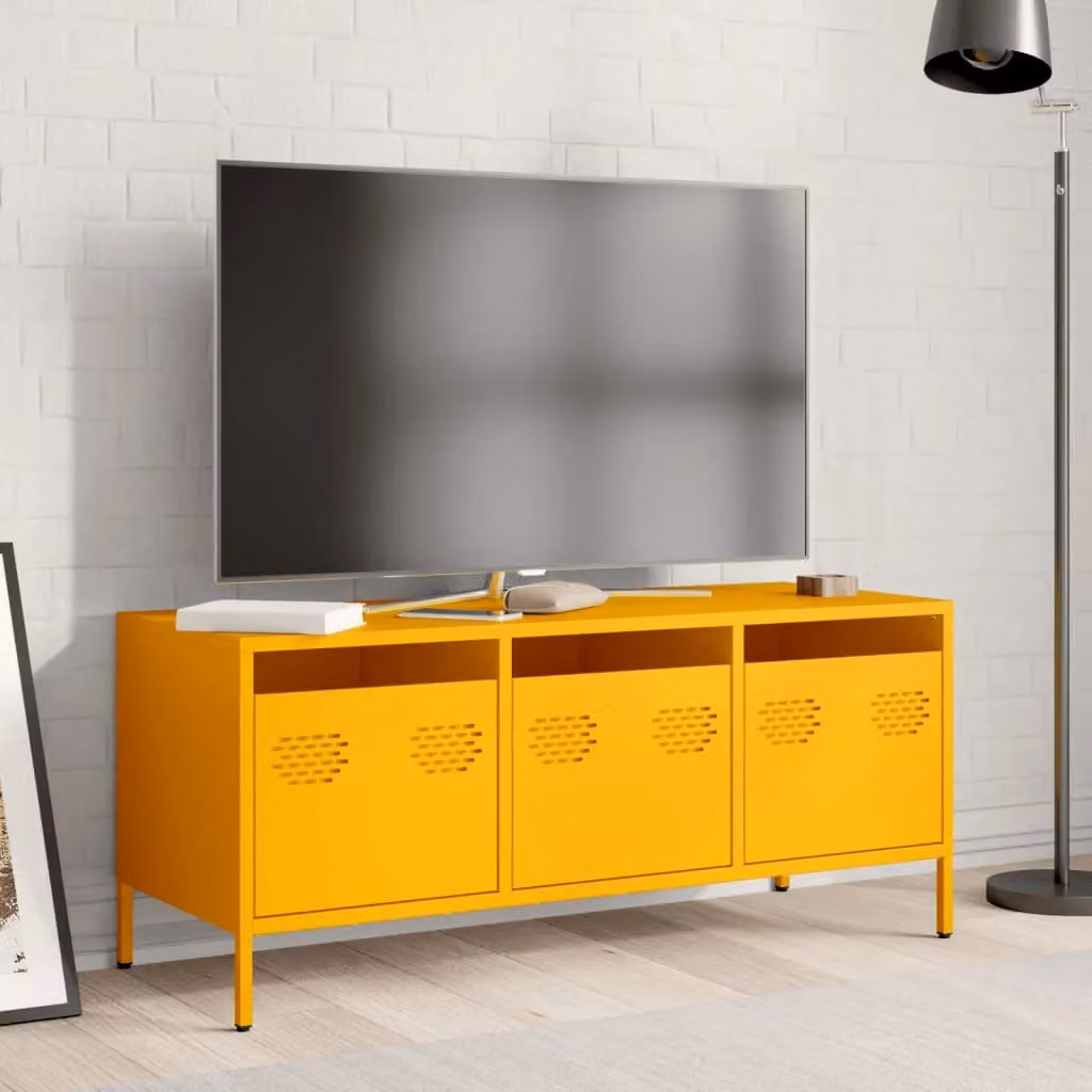 Berkfield Home Industrial TV Cabinet in Mustard Yellow, W/D/H: 101.5 x 39 x 43.5 cm – 3