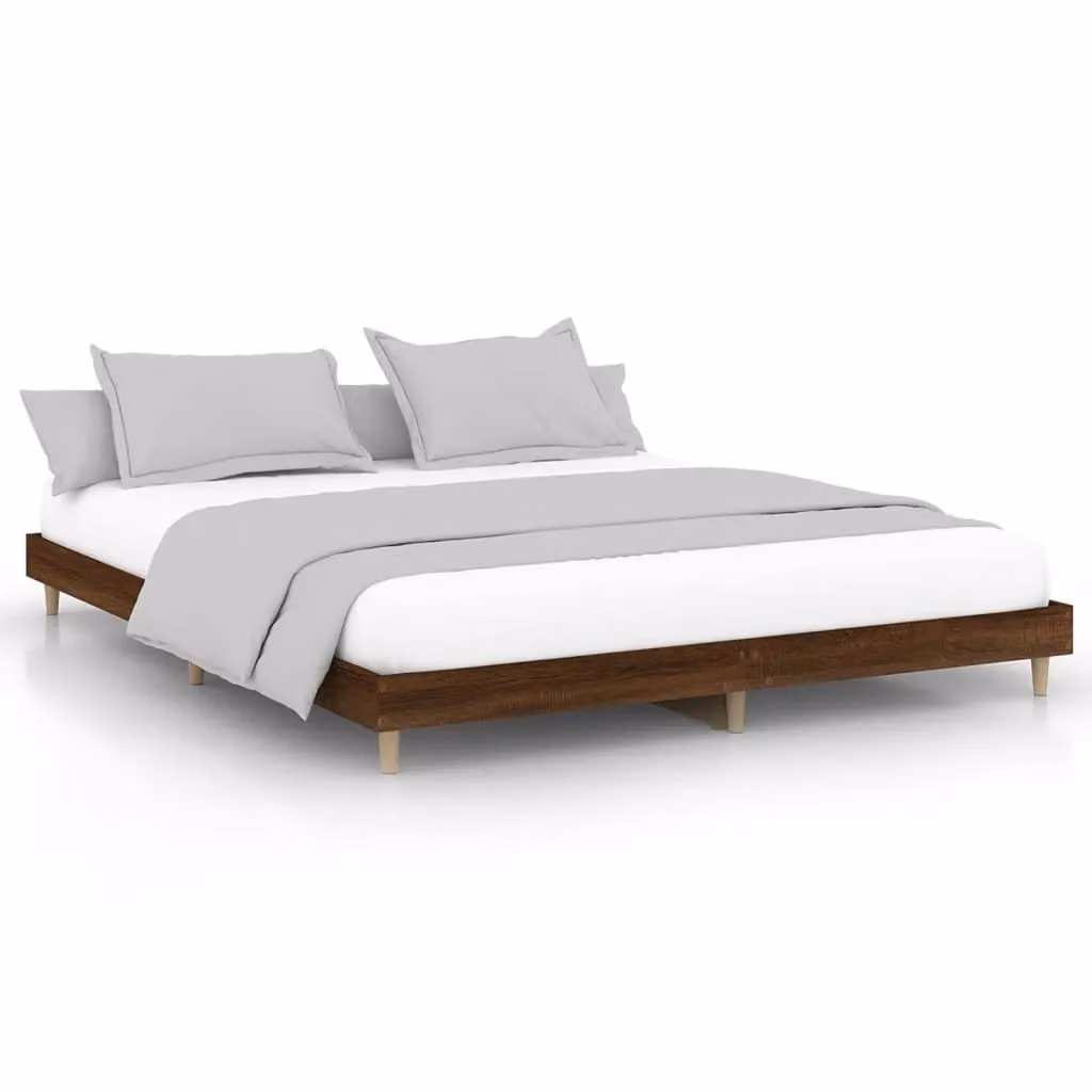 Berkfield Home Bed Frame in Brown Oak, Engineered Wood, 200 x 200 cm – 2