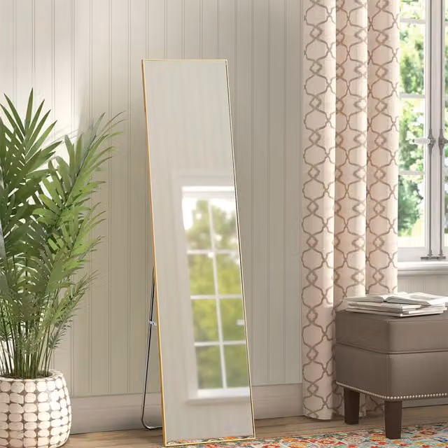 Livingandhome Dual-use Full Length Rectangular Mirror in Gold
