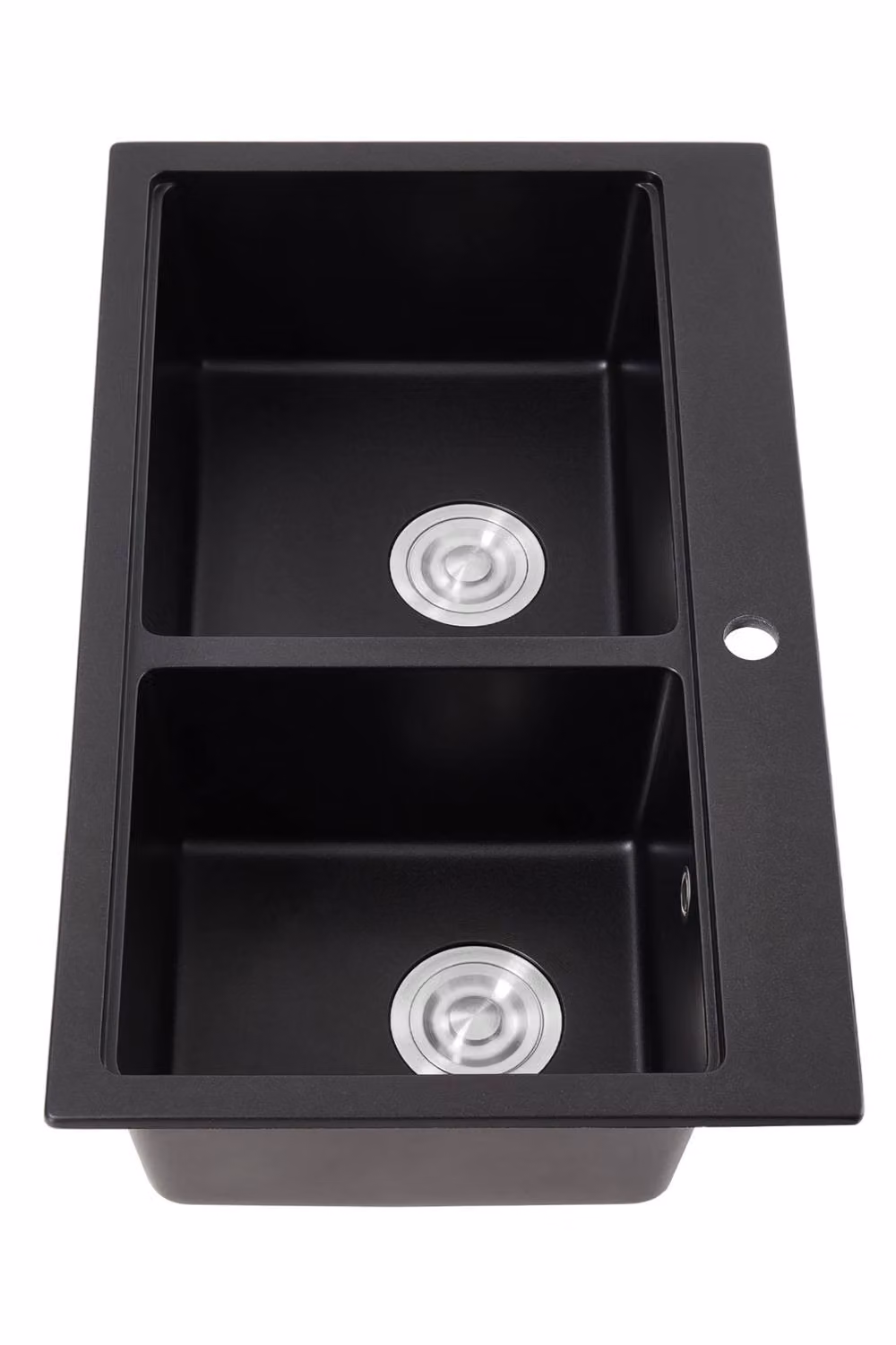 Living and Home Modern Black Granite Composite Kitchen Sink with Waste Kit – 3