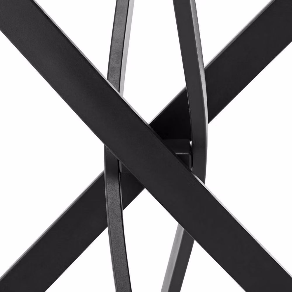 FORGEVIO Modern Round Glass Dining Table in Black – 3