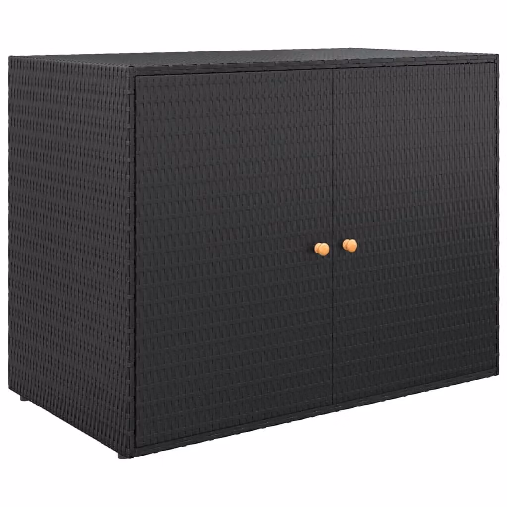 Berkfield Home Black Poly Rattan Garden Storage Cabinet W/D/H: 100 x 55.5 x 80 cm – 2