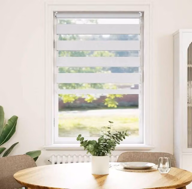 Berkfield Home White Zebra Day and Night Blind, W: 90 cm, H: 150 cm