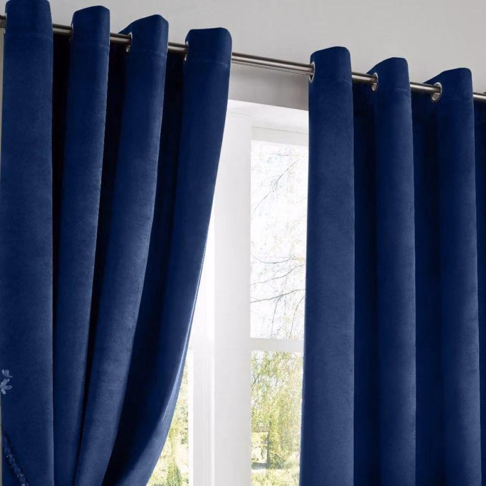 Luxury Living Blue Velvet Thermal Blackout Eyelet Curtains, Pair, Width: 229 cm, Drop: 183 cm – 6