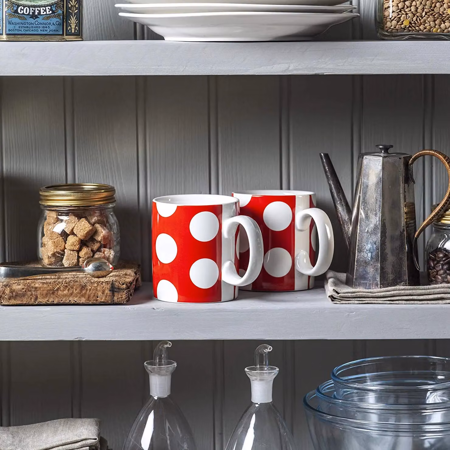 WM Bartleet & Sons Red and White Dotted Porcelain Mug Set of 2, 568 ml per Mug – 3